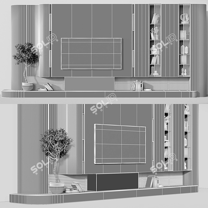 Modern TV Zone with Shelves 3D model image 3