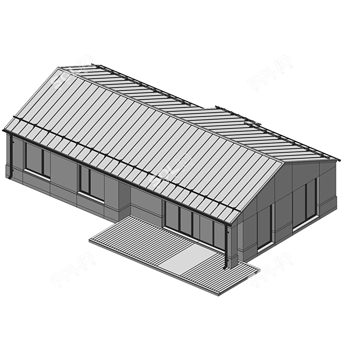 Modern Stucco Wood Brick House 3D model image 3