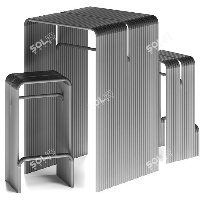 Aluminum Garden Bar Stool Set 3D model image 4