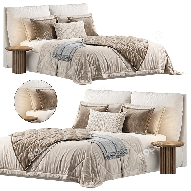 Elegant Hamina Pearl Full Bed 3D model image 1