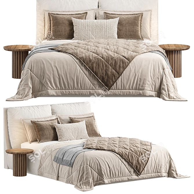 Elegant Hamina Pearl Full Bed 3D model image 2