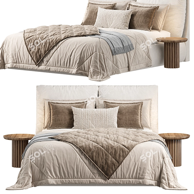 Elegant Hamina Pearl Full Bed 3D model image 3