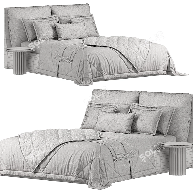 Elegant Hamina Pearl Full Bed 3D model image 4