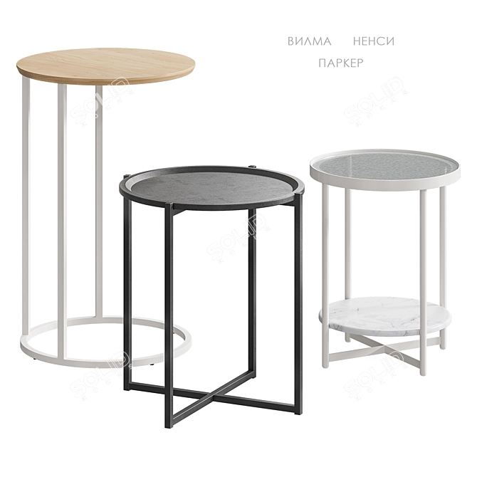Modern Round Coffee Tables Set 3D model image 1
