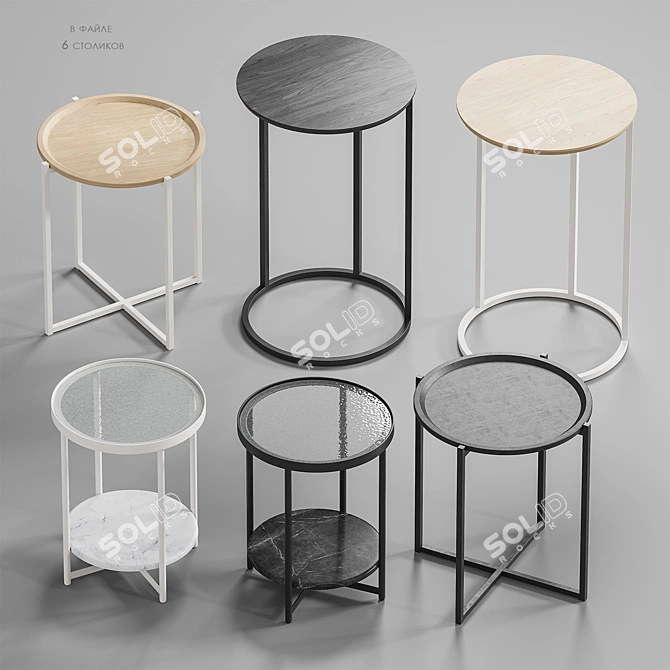 Modern Round Coffee Tables Set 3D model image 2