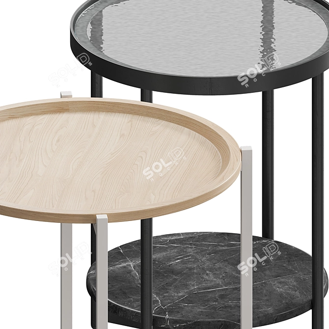 Modern Round Coffee Tables Set 3D model image 4
