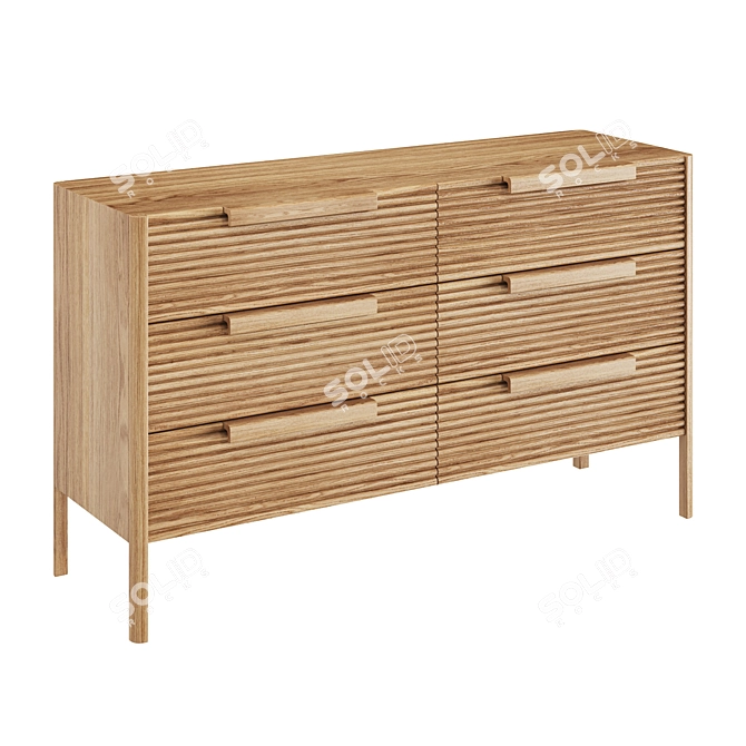 Rustic Oak Lingerie Chest 3D model image 1