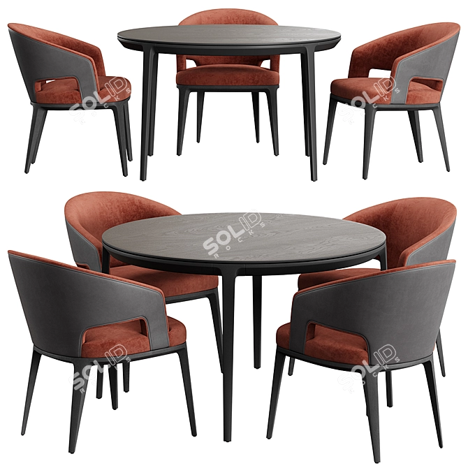 Modern Dining Table and Chairs 3D model image 1