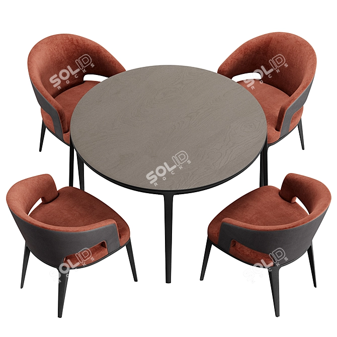 Modern Dining Table and Chairs 3D model image 6