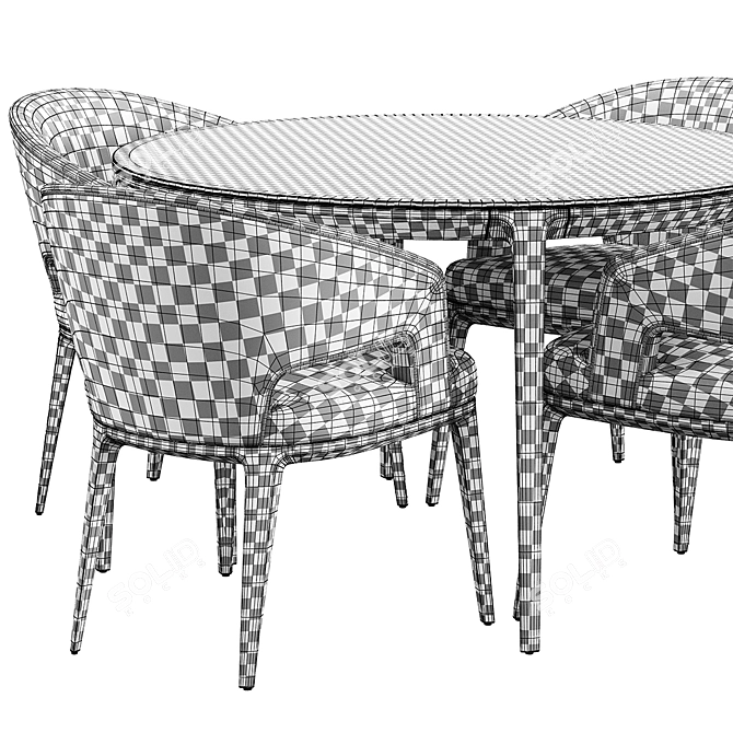 Modern Dining Table and Chairs 3D model image 7