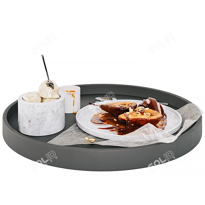 Pear Caramel Ice Cream Set 3D model image 2