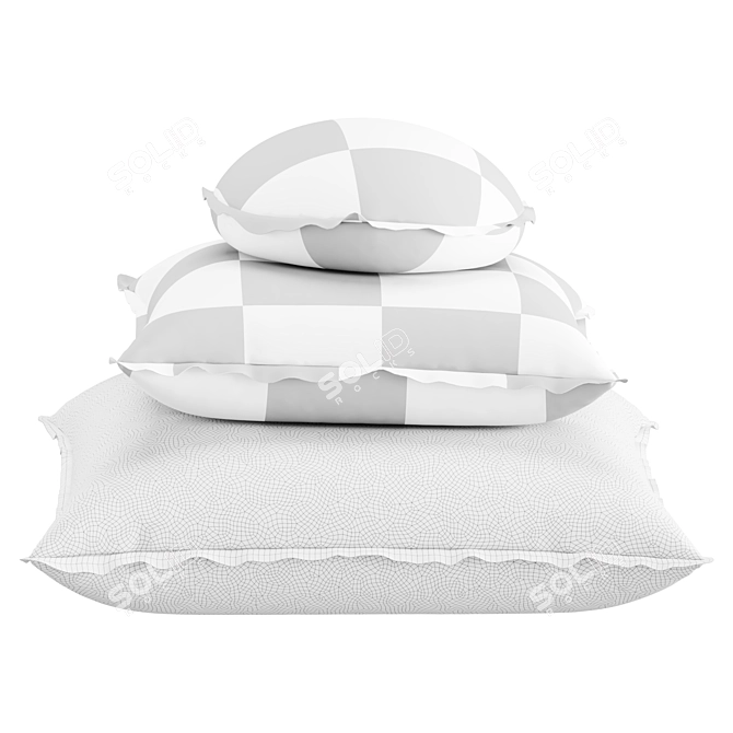 3-Piece Decorative Pillow Set 3D model image 4