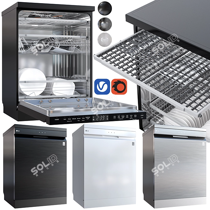 Premium LG Dishwasher Model showcase 3D model image 1