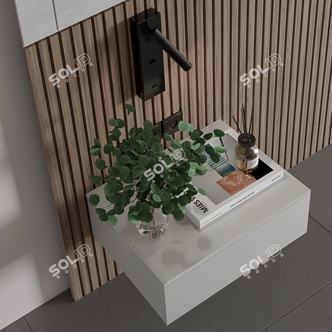 Modern Minimal Bedroom Wall Composition 3D model image 3