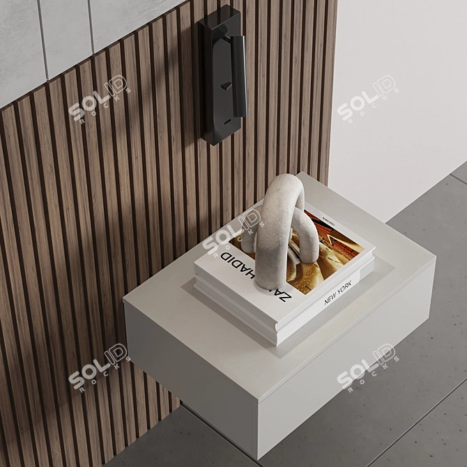 Modern Minimal Bedroom Wall Composition 3D model image 4