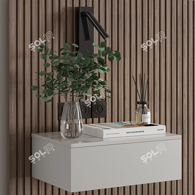 Modern Minimal Bedroom Wall Composition 3D model image 5
