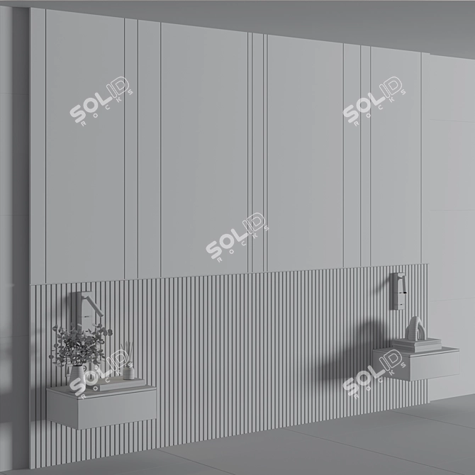 Modern Minimal Bedroom Wall Composition 3D model image 6