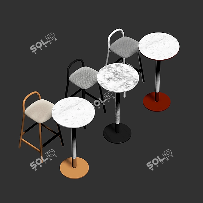 Zantilam Bar Stool & Cigar Bar Table Set 3D model image 5