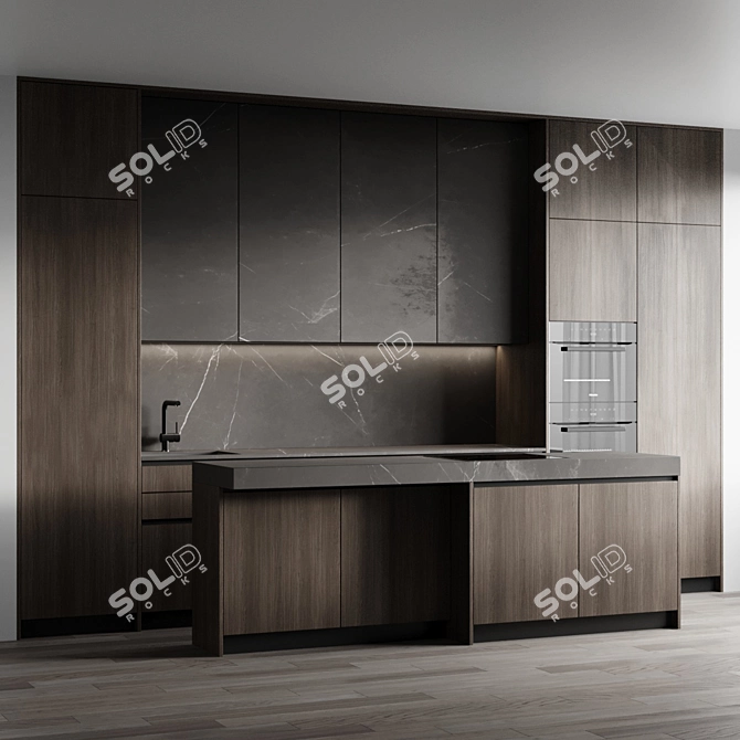 Vray-Compatible Kitchen 3D Model 3D model image 2