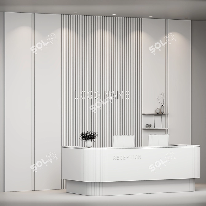 Modern Reception Desk 3D Model 3D model image 6