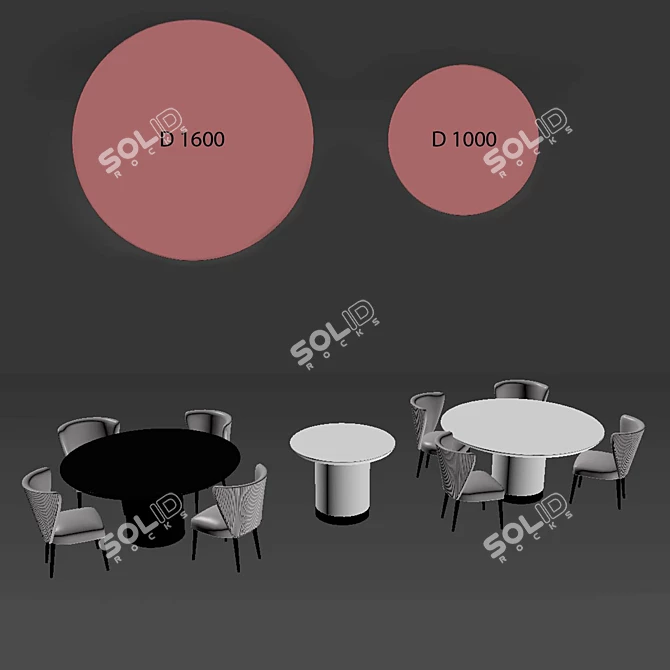 Marble Dining Set Ontario & New York 3D model image 7