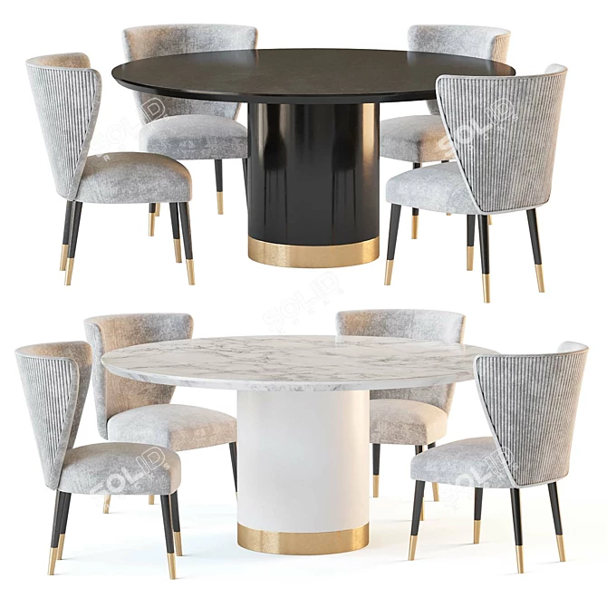 Marble Dining Set Ontario & New York 3D model image 8