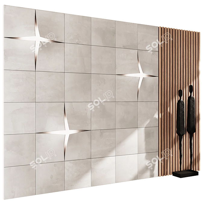 Modern Headboard 3D Panel Set 3D model image 1