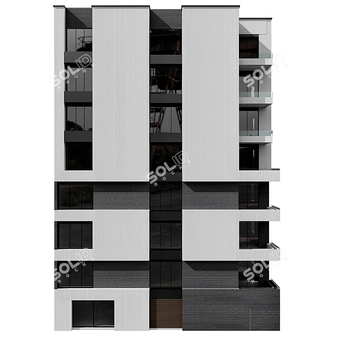 Modular Residential Building 3D Model 3D model image 4