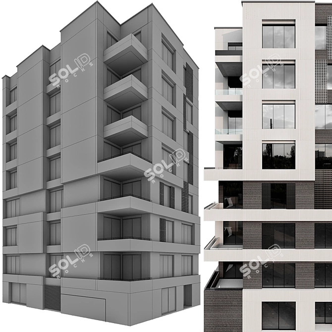 Modular Residential Building 3D Model 3D model image 5