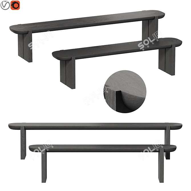 Sleek Edge Bench for Modern Interiors 3D model image 1