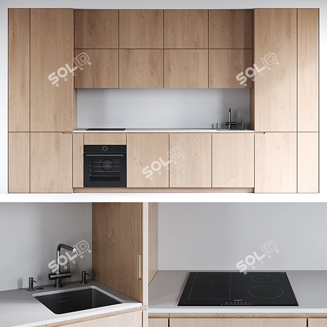 181 Contemporary Editable Kitchen 3D model image 1