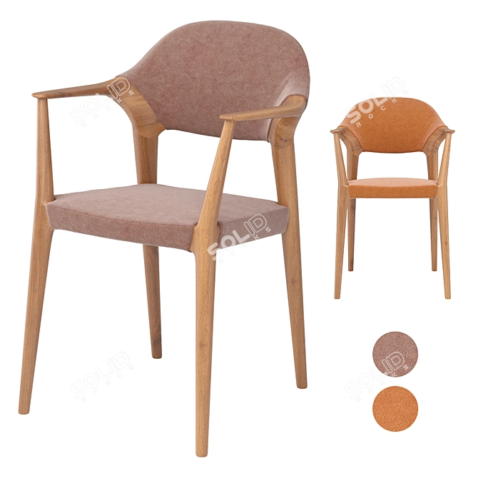 Contemporary Arm Dining Chair 3D model image 1