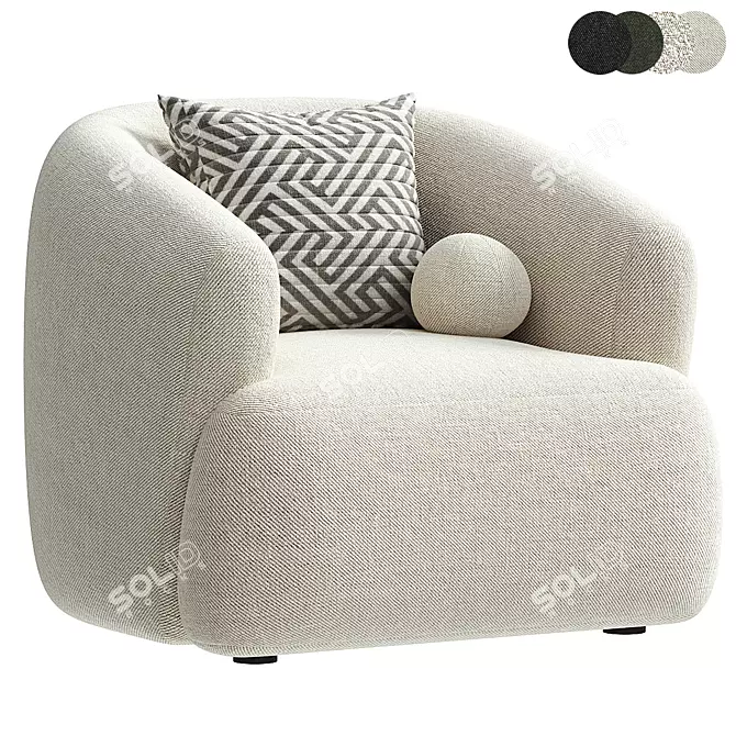 Soft Boucle Accent Chair Sofia 3D model image 1