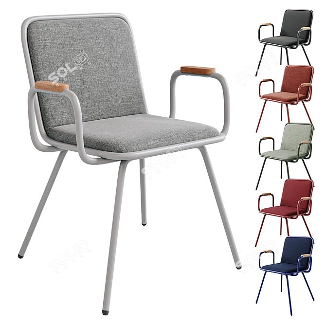 Hayche Dulwich Chair: Armrests Included 3D model image 1