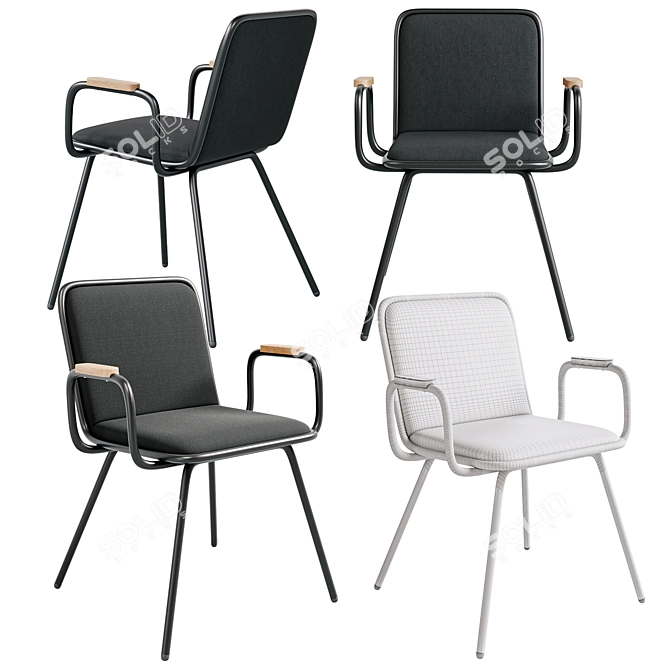 Hayche Dulwich Chair: Armrests Included 3D model image 3