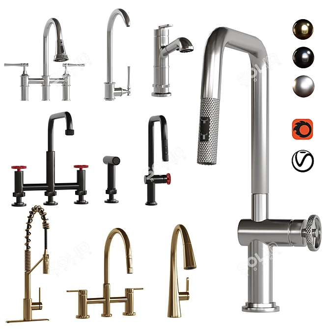 Kraus Kitchen Faucet Collection | Urbix, Oletto, Nolen 3D model image 1