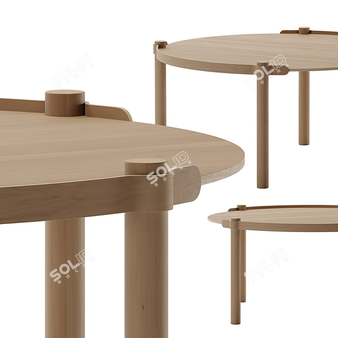 Customizable Oak Coffee Table 3D model image 1