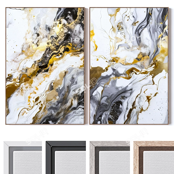 Modern Wall Paintings Set 3002 3D model image 1