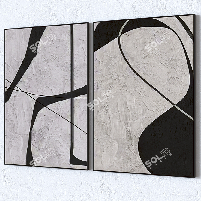 Modern Abstract Wall Art Set 3D model image 4