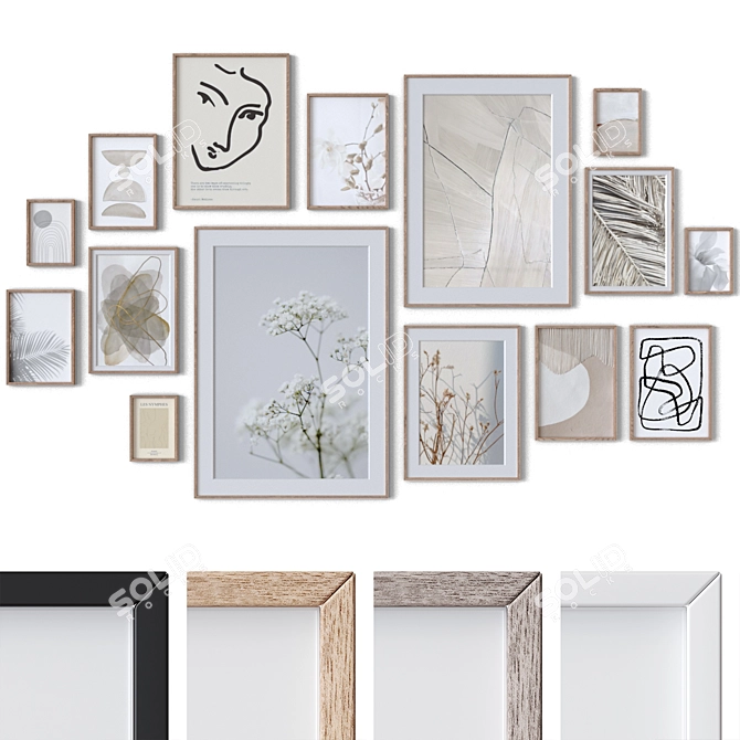 Assorted 3D Wall Art Set. 3D model image 1