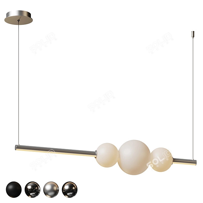 Sculptural Linear Pendant Light 3D model image 1