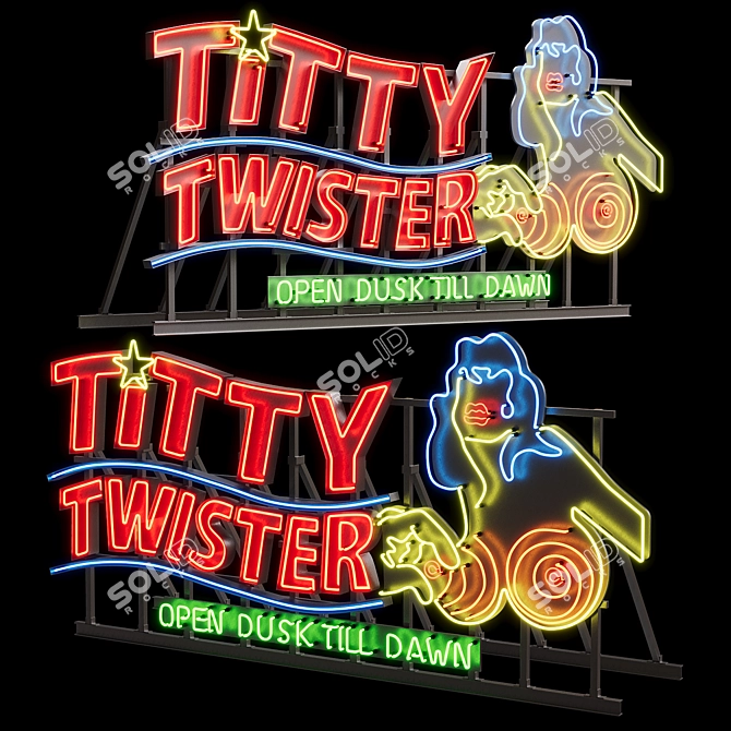 TittyTwister Neon Sign Kit 3D model image 3