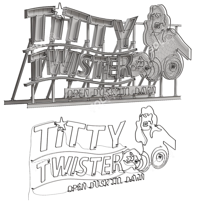 TittyTwister Neon Sign Kit 3D model image 5