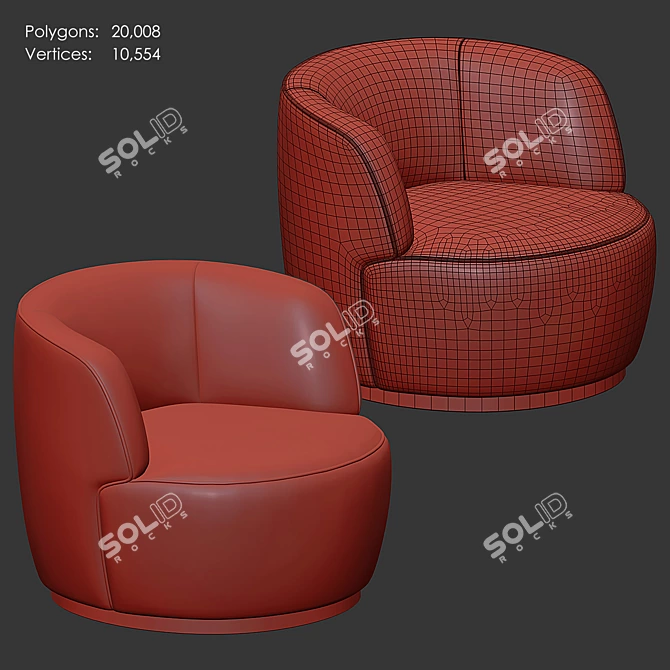 Elegant CIPRIA Armchair, SOFTHOUSE 3D model image 6