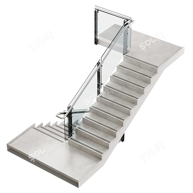 Sleek Staircase (024-1) 3D model image 3