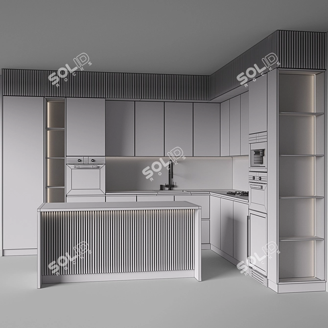 Convertible Modern Kitchen Set (3D) 3D model image 6