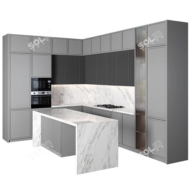 Customizable Modern Kitchen Set 3D model image 1