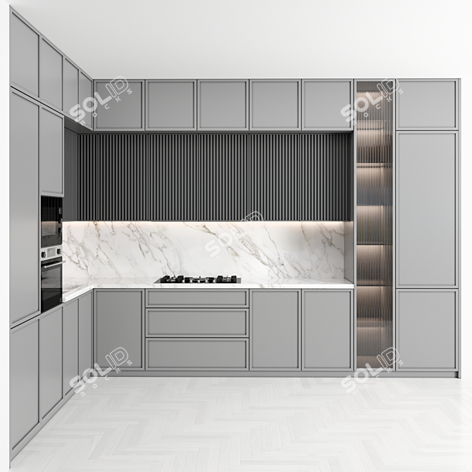 Customizable Modern Kitchen Set 3D model image 2