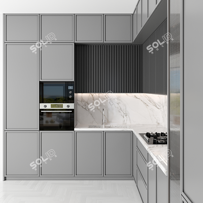 Customizable Modern Kitchen Set 3D model image 3