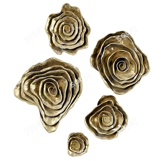 Chic Freeform Floral Wall Plaques 3D model image 1